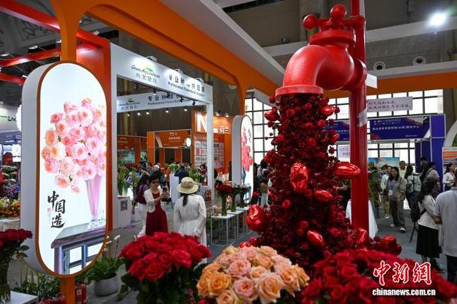 9月19日，第二十三届中国昆明国际花卉展上，“鲜花水龙头”装置吸引观众拍照。 李嘉娴 摄